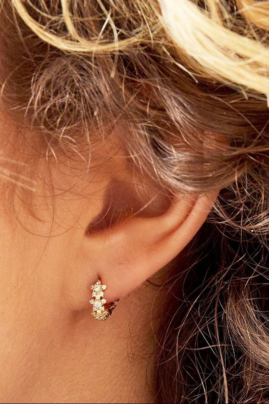 Oorbellen | Hoops Strass | Goud | Stainless steel