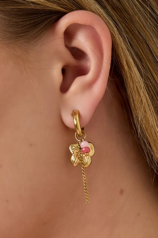 Oorbellen | Hoops Bloem | Goud | Stainless steel