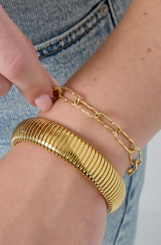 Armband | Schakel | Goud | Stainless steel