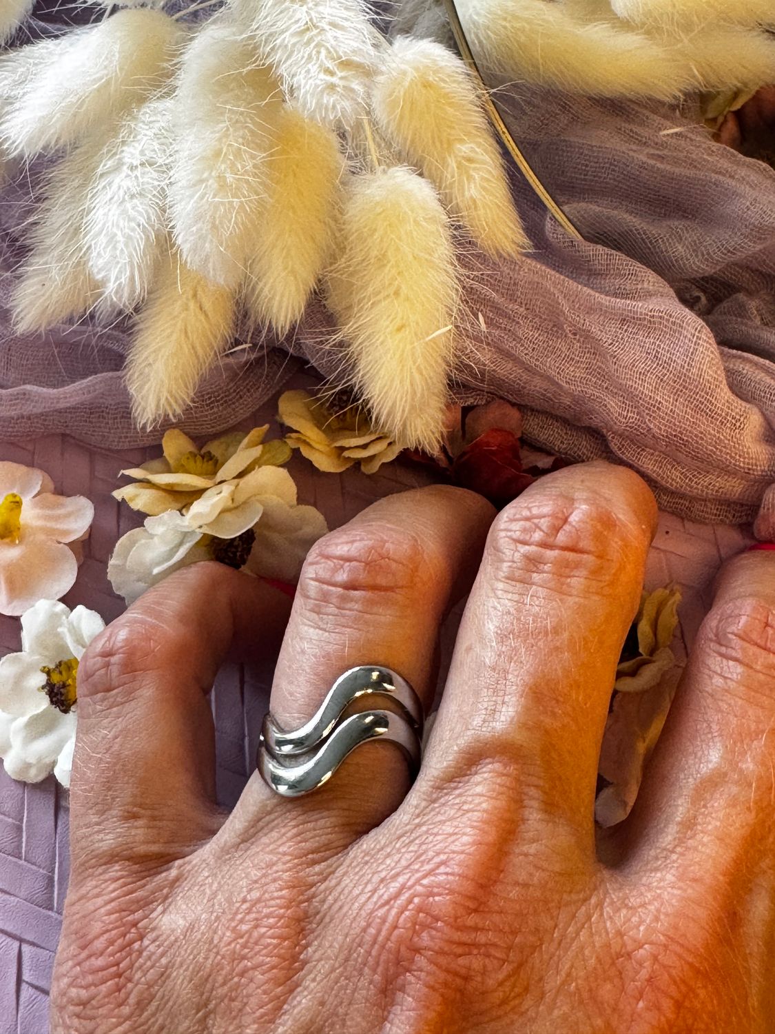 Ring | Silver Wave | Zilver | One size | Stainless steel