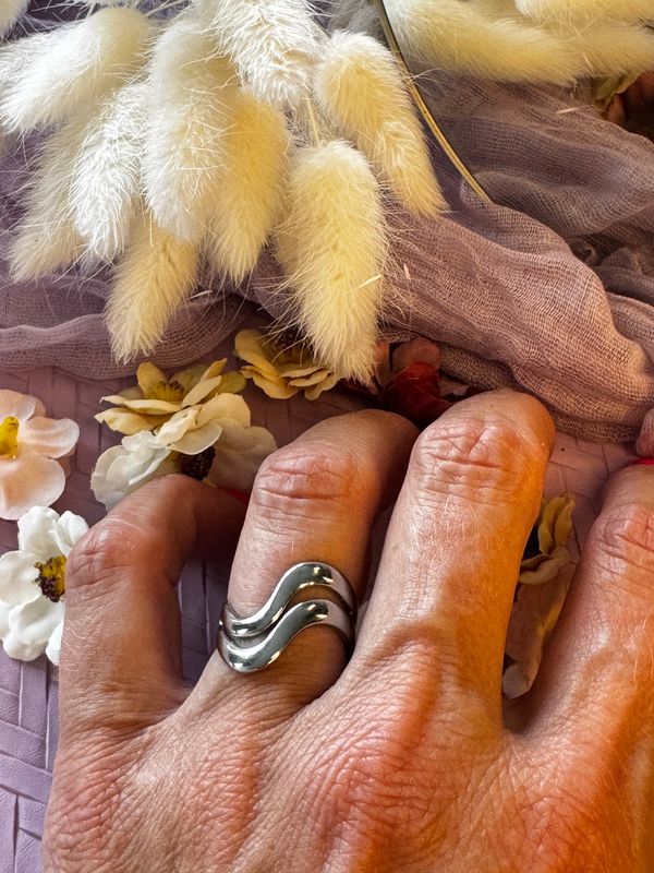 Ring | Silver Wave | Zilver | One size | Stainless steel