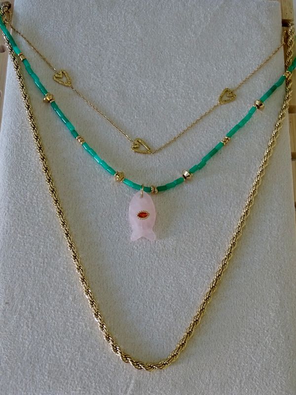 Ketting | River Calm | Natuursteen | Groen | Stainless steel Ketting | River Calm | Natuursteen | Groen | Stainless steel