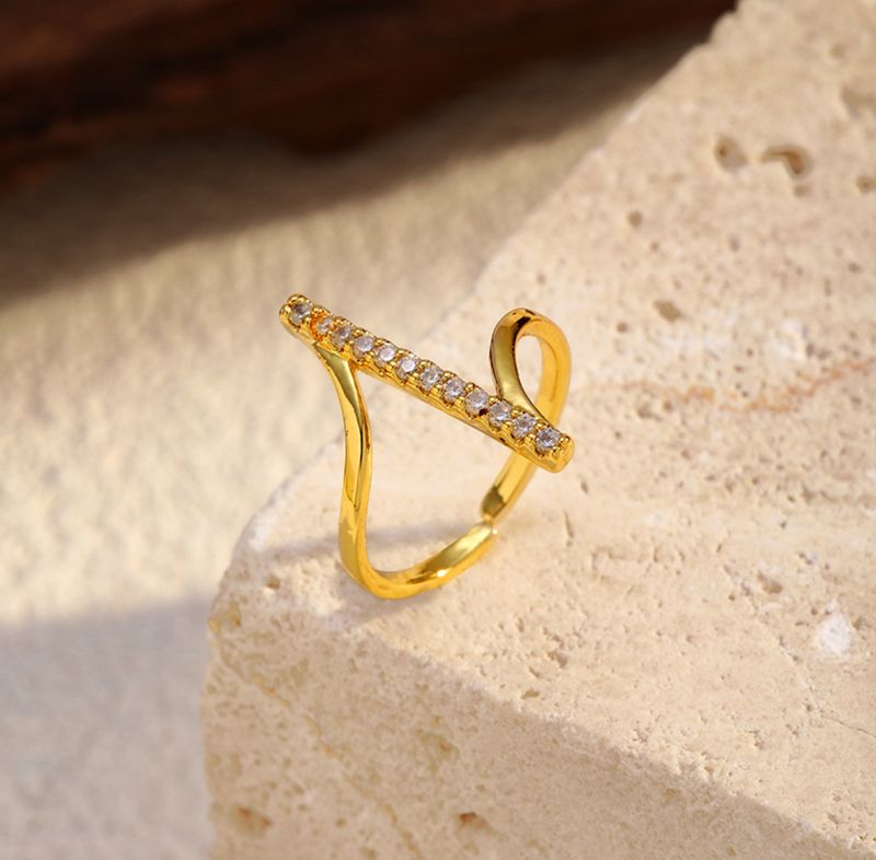 Ring | Line strass | Goud | One size | Stainless steel