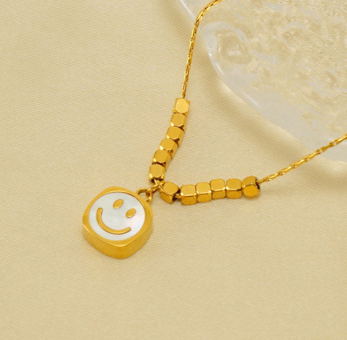 Ketting | Smiley | Goud | Stainless steel