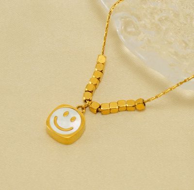 Ketting | Smiley | Goud | Stainless steel