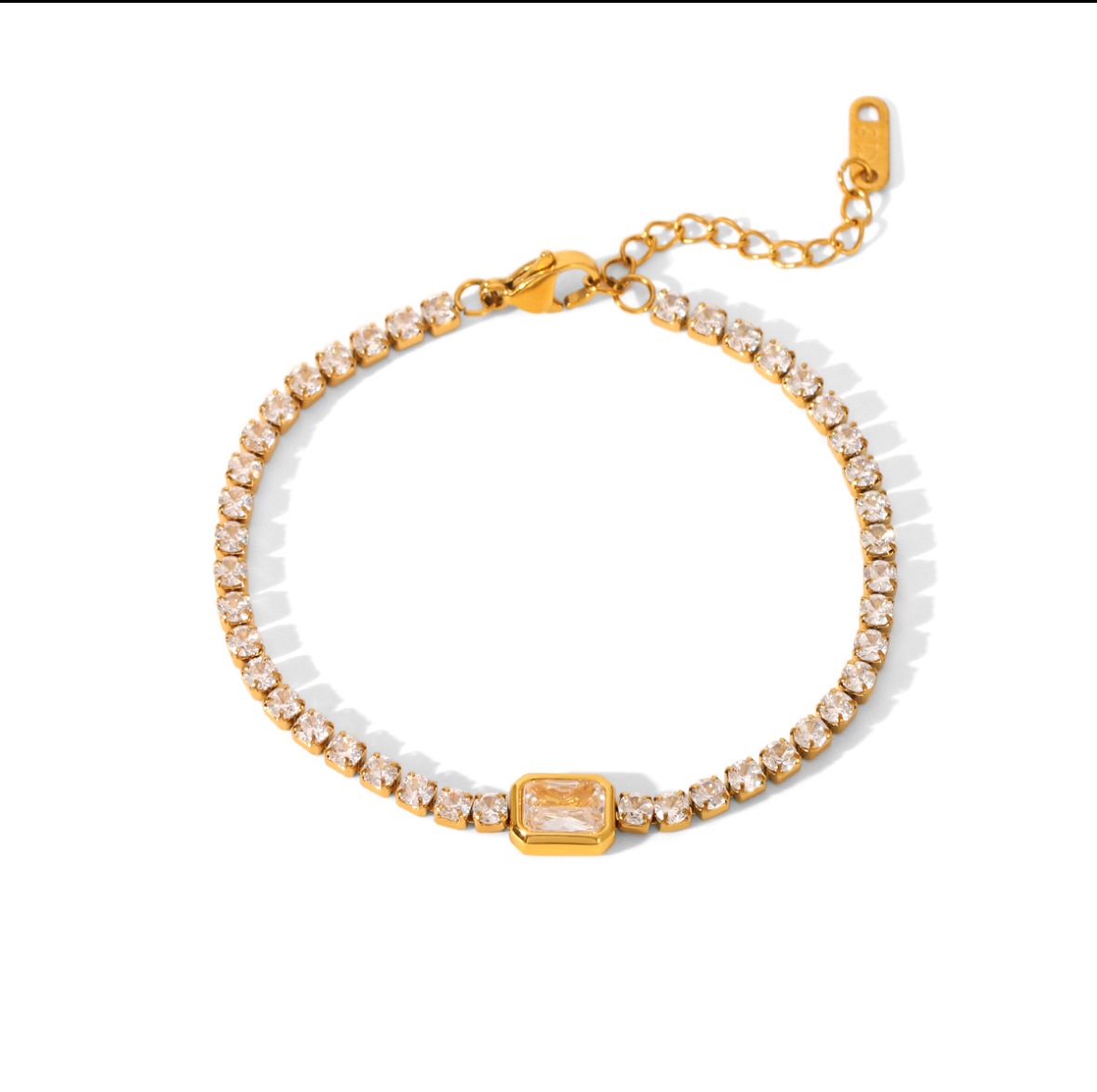 Armband | Square strass | Goud | Stainless steel