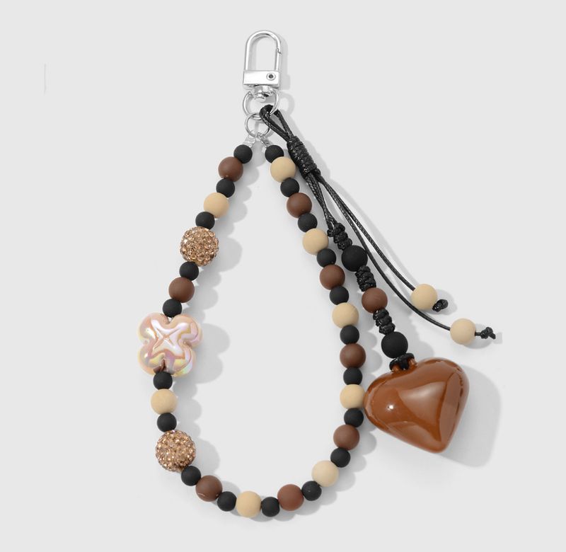 Bagcharm | Beads heart | Brown