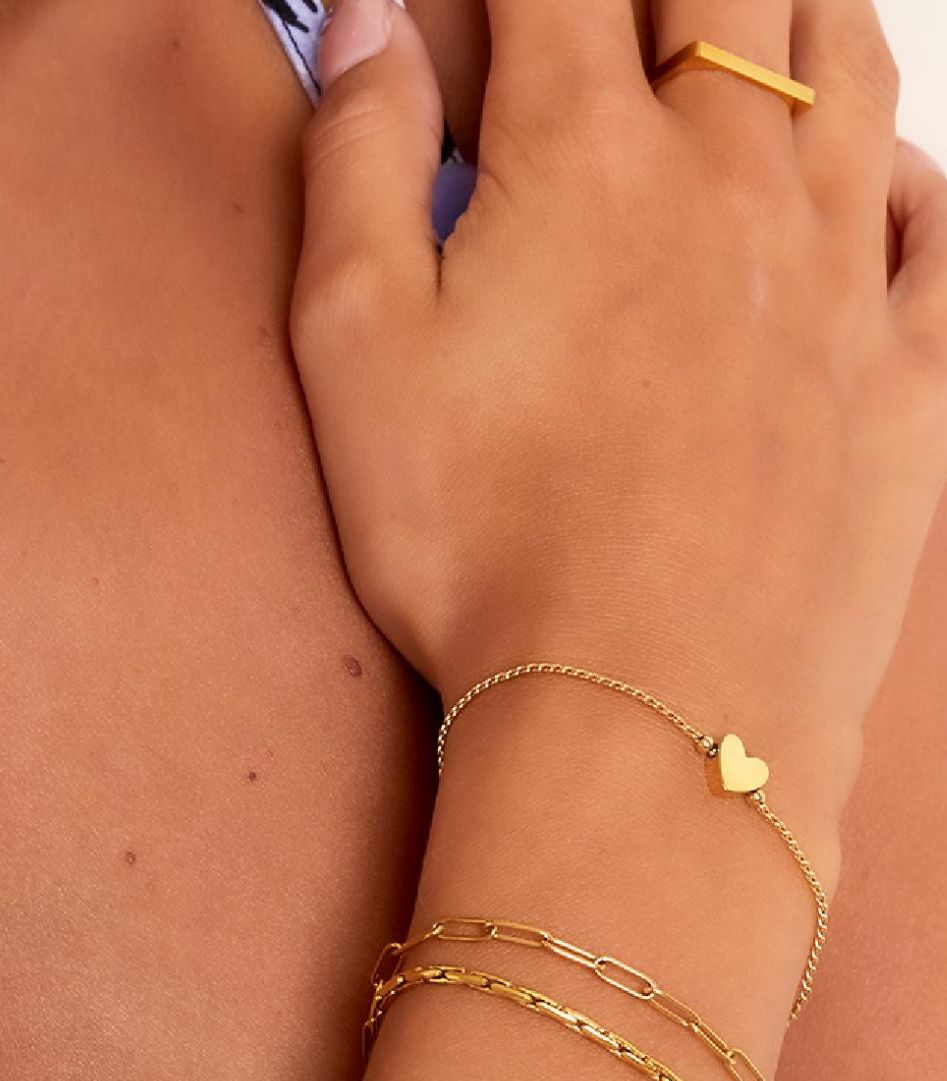Armband | fine heart | Goud | Stainless steel