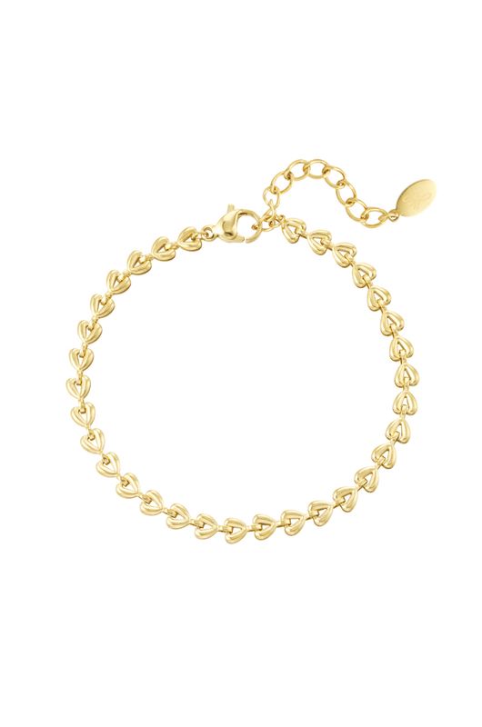 Armband | Linked hearts | Goud | Stainless steel