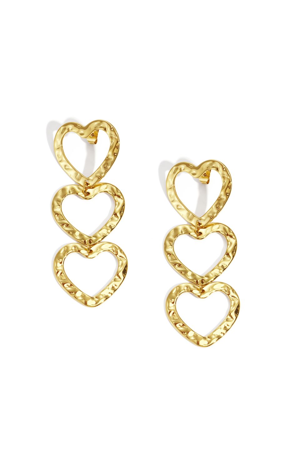 Oorbellen | Tripple heart | Goud | Stainless steel