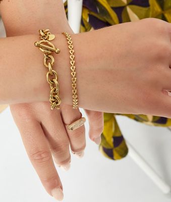 Armband | Linked hearts | Goud | Stainless steel