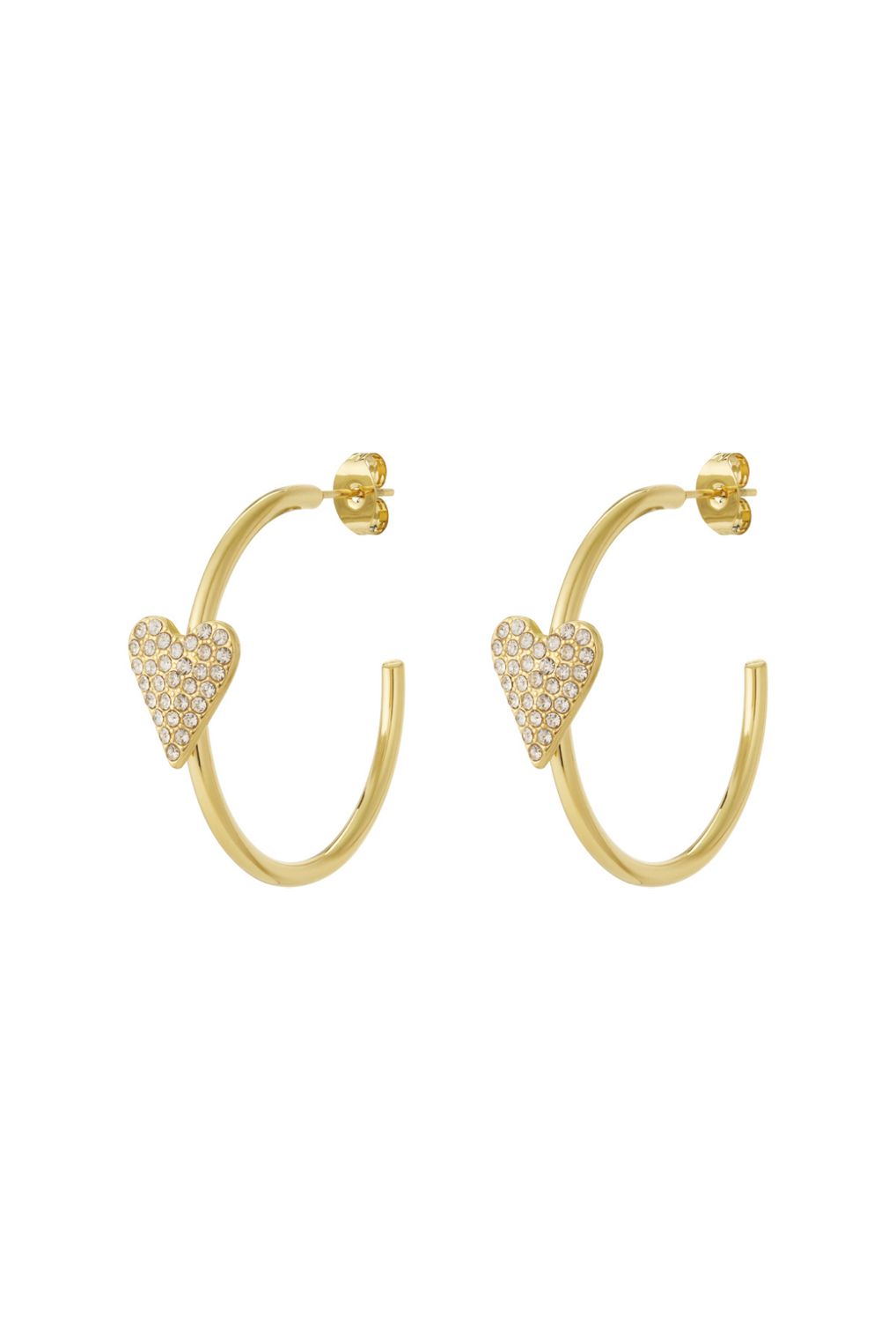 Oorbellen | Hoepel Hart | Goud | Stainless steel