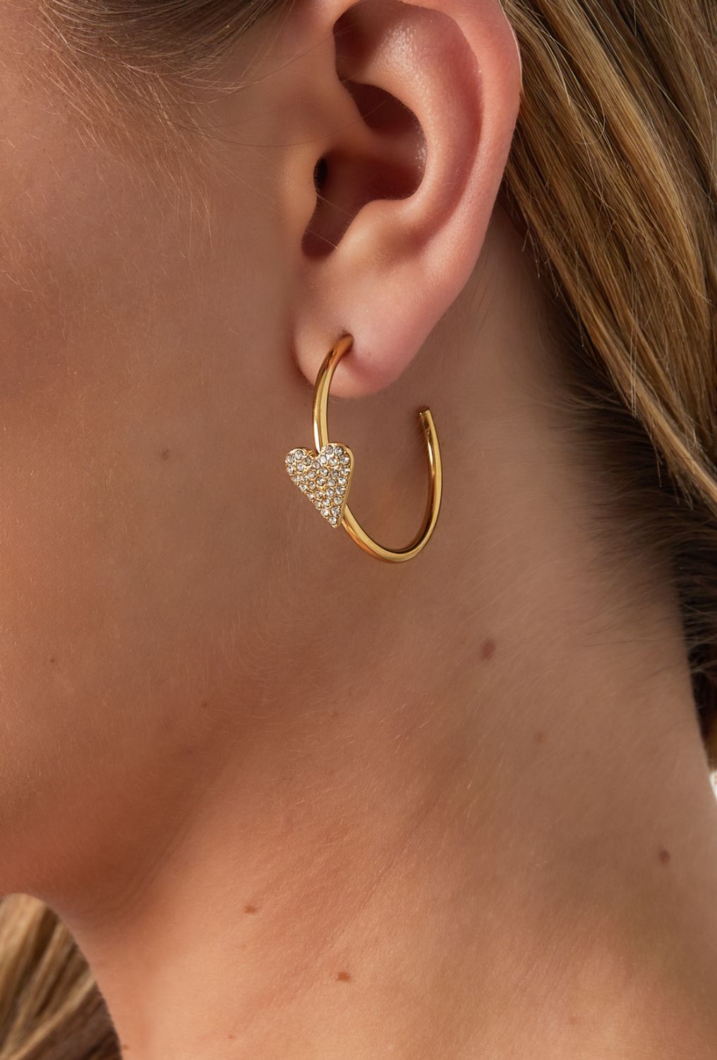 Oorbellen | Hoepel Hart | Goud | Stainless steel