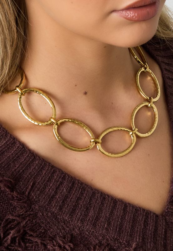 Halsketting | Ellora schakel | Goud | Stainless steel