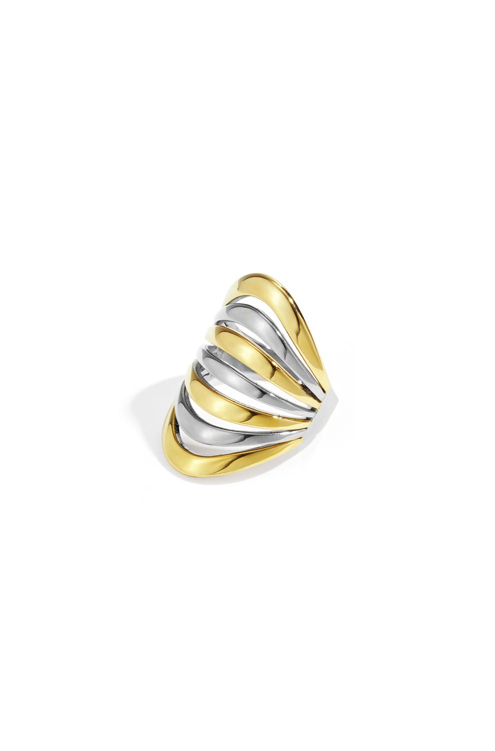 Ring | Leyla | Goud &amp; zilver | One size | Stainless steel