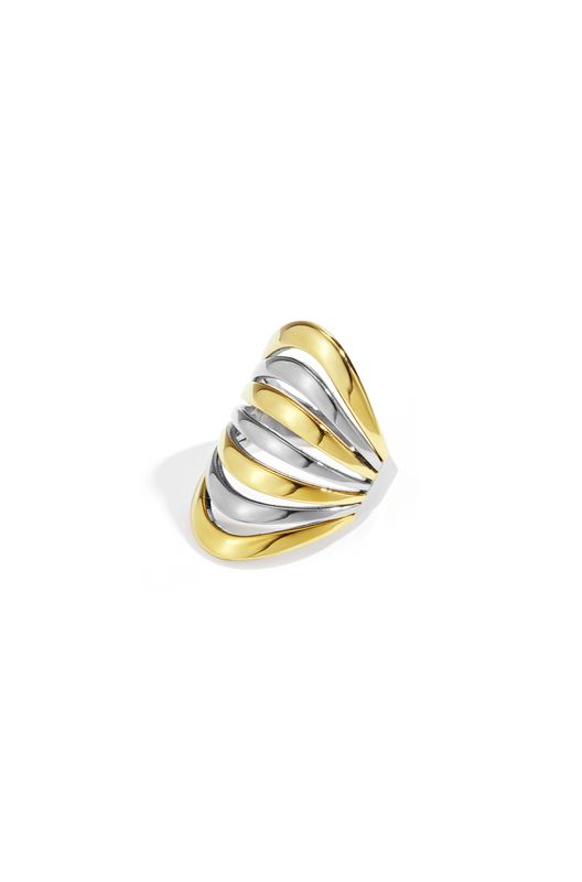 Ring | Leyla | Goud &amp; zilver | One size | Stainless steel