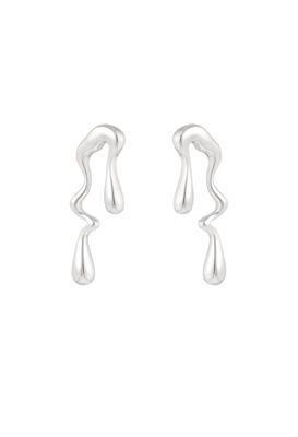 Oorbellen | Dripping away | Zilver | Stainless steel