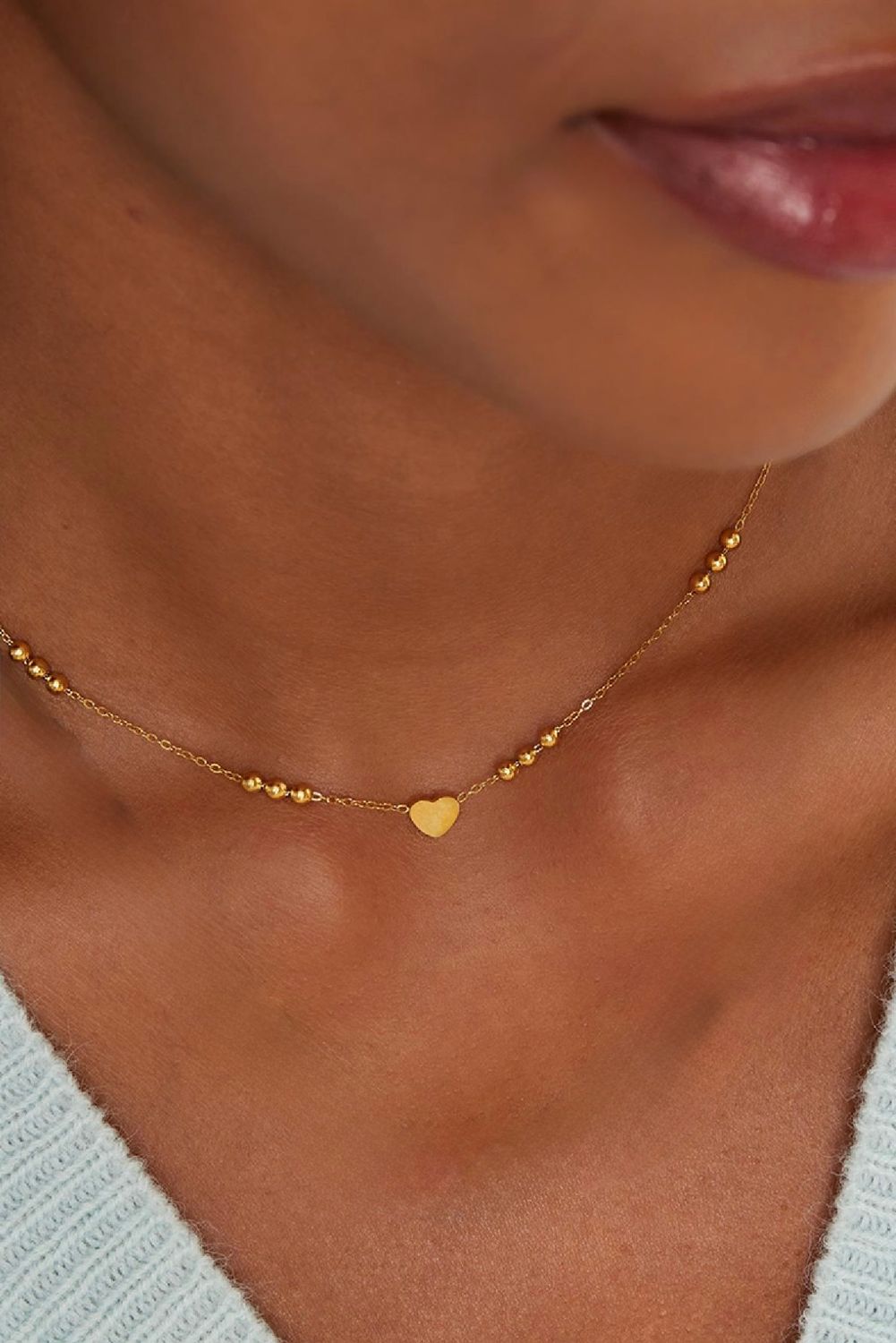 Ketting | Pearl Heart | Goud | Stainless steel