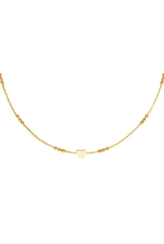 Ketting | Pearl Heart | Goud | Stainless steel