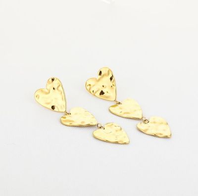 Oorbellen | Trippel hart | Goud | Stainless steel