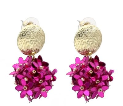 Oorbellen | Discobal | Goud &amp; Fuchia | Stainless steel