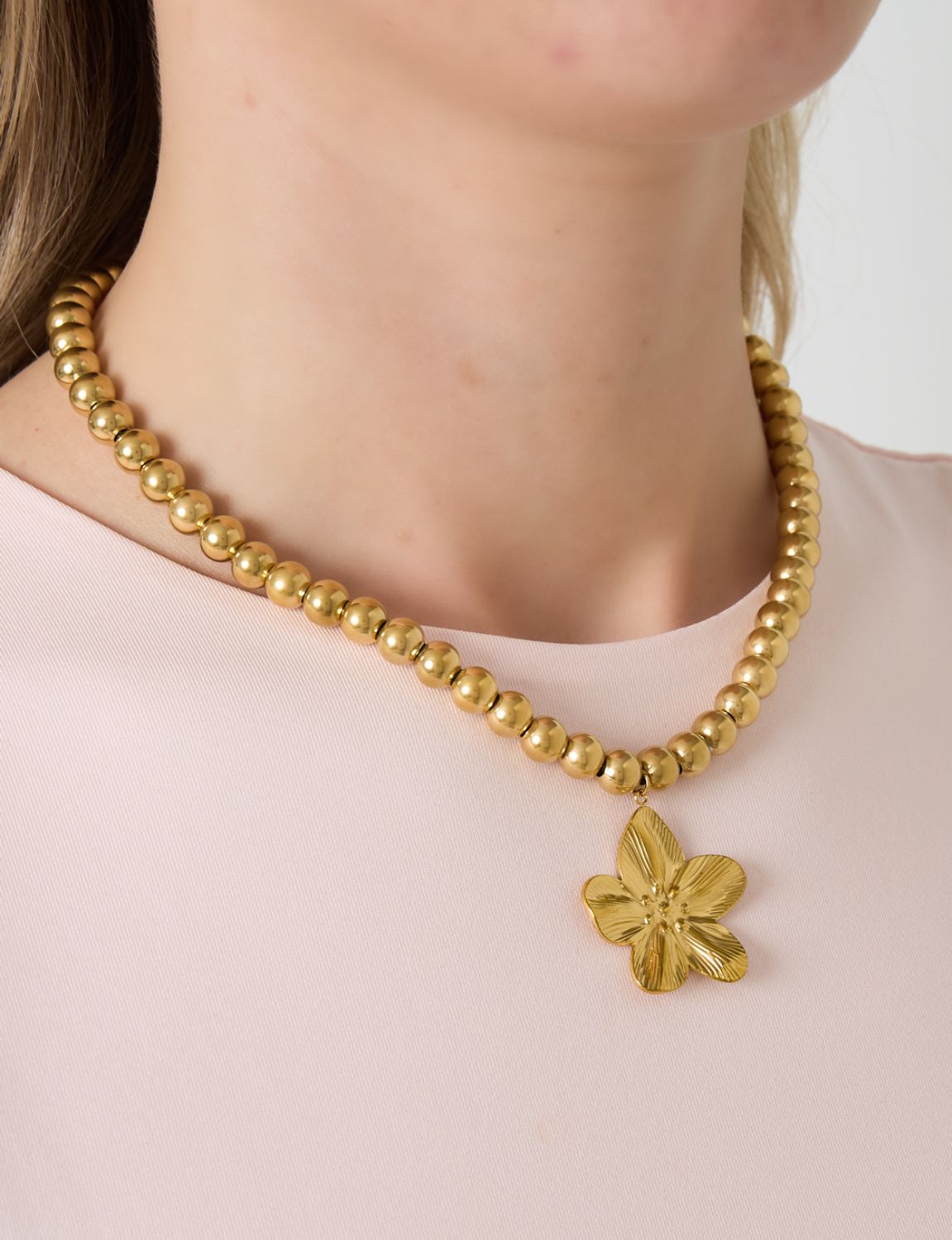 Halsketting | Kralen Flower | Goud | Stainless steel