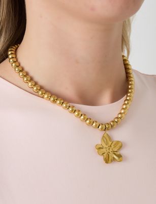 Halsketting | Kralen Flower | Goud | Stainless steel