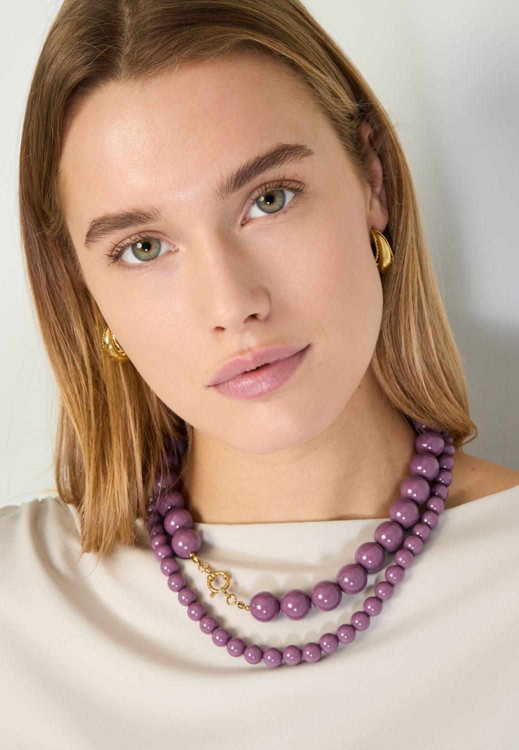 Halsketting | Acrylic | Lila &amp; Goud