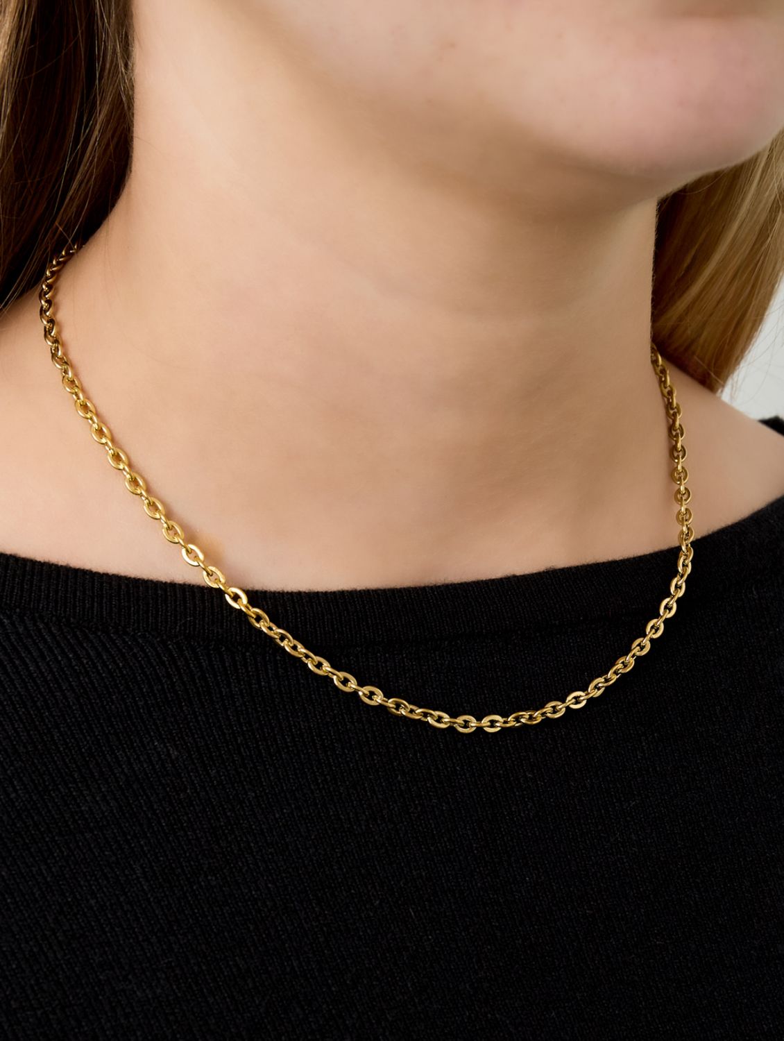 Halsketting | Fijne schakel | Goud | Stainless steel