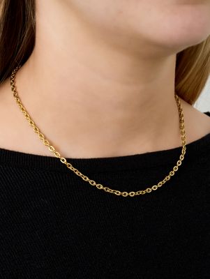 Halsketting | Fijne schakel | Goud | Stainless steel
