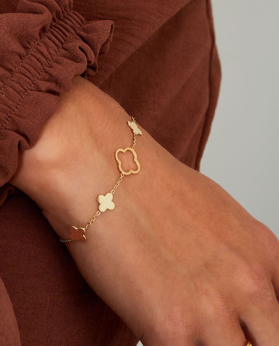 Armband | Klavertjes | Goud | Stainless steel