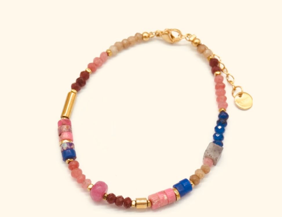 Armband | Mees | Pink &amp; goud | Stainless steel