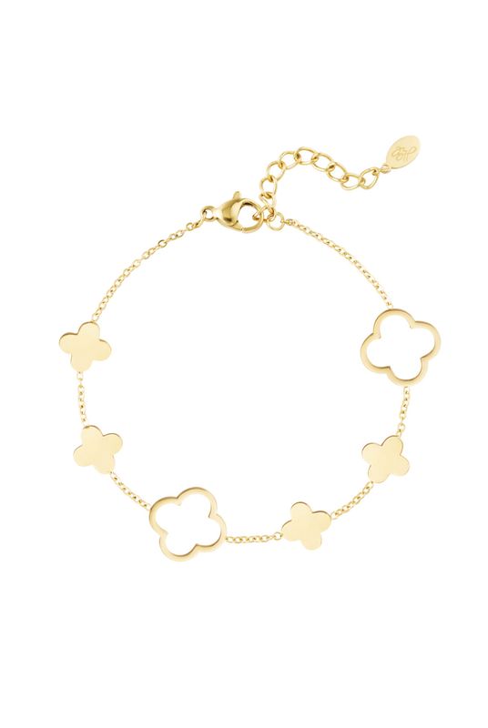 Armband | Klavertjes | Goud | Stainless steel