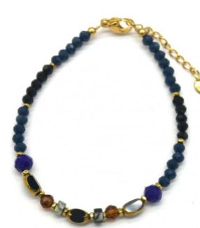 Armband | Mees | Blauw &amp; Goud | Stainless steel