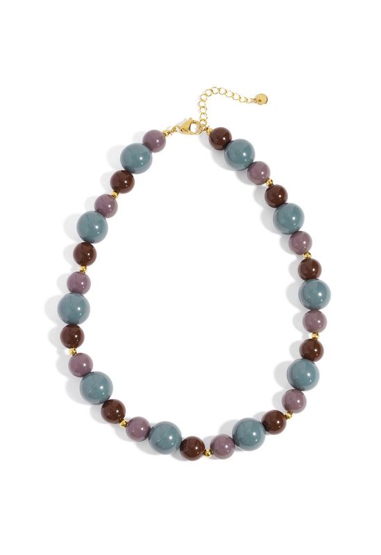 Ketting | Acrylic | Grijs/ Blauw | Stainless steel