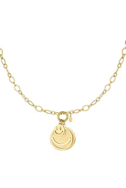 Ketting | Lucky Smiley | Goud | Stainless steel
