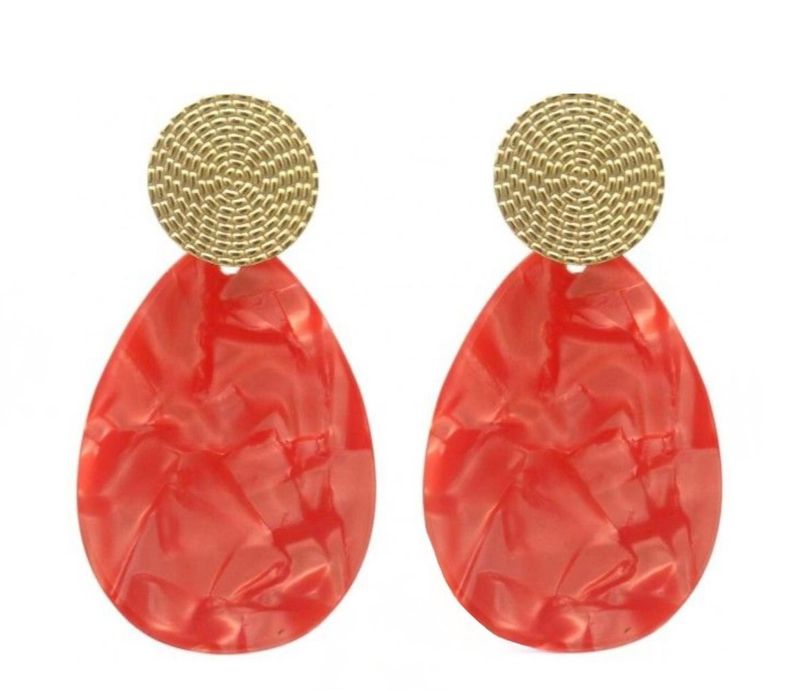 Oorbellen | Druppel | Oranje &amp; Goud | Stainless steel