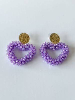 Oorbellen | Hart | Lila &amp; Goud | Stainless steel