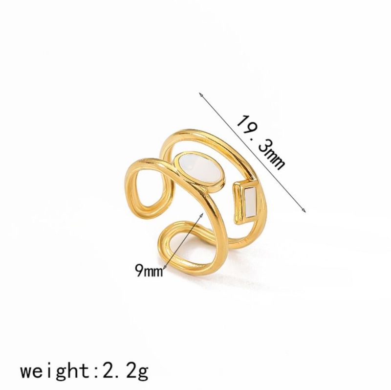Ring | Natuursteen | Wit | Goud | Stainless steel Ring | Natuursteen | Wit | Goud | Stainless steel