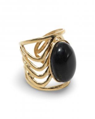 Ring | Agath | Goud | One Size | Stainless Steel Gouden ring met steen stainless steel, waterproof