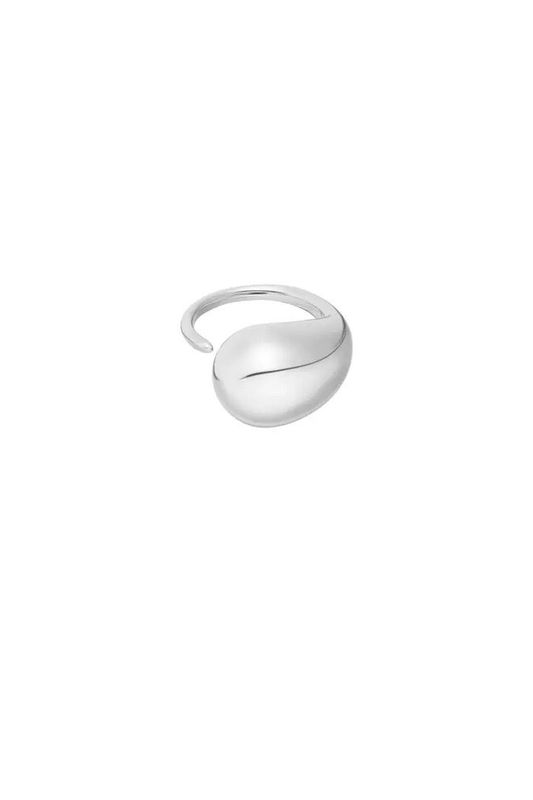 Ring | Druppel | Zilver | One Size | Stainless Steel Zilverkleurige verstelbare druppel ring in roestvrij staal