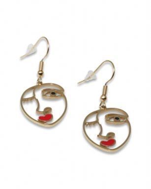 Oorbellen | Face | Goud | Stainless Steel | Hanger Gouden face oorbellen, stainless steel en waterproof