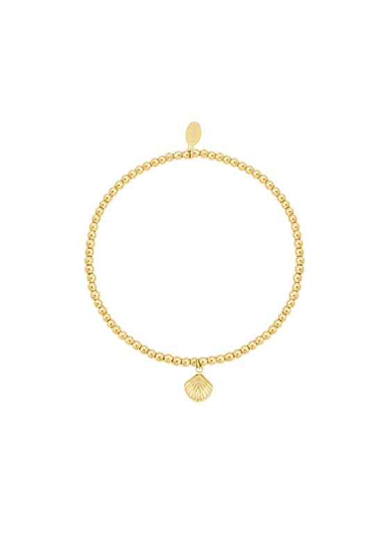 Armband | Schelp | Goud | Stainless steel Gouden strech armband met fijn schelpje