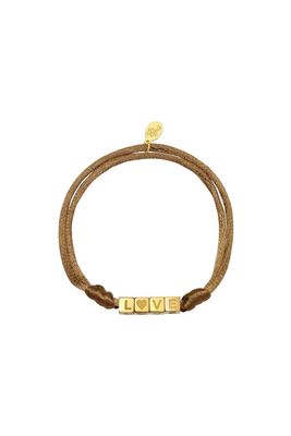 Armband | Satin Love | Bruin & Goud Satinkoord met goud, roestvrij staal, kleurvast en anti allergie
