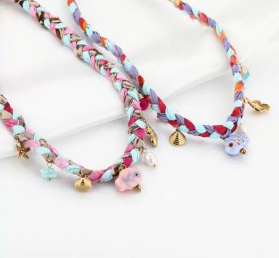 Gevlochten Ketting | Blauw | Zomers met Bedels
