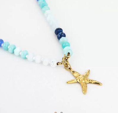 Ketting | Kralen met Zeester | Goud | Stainless Steel