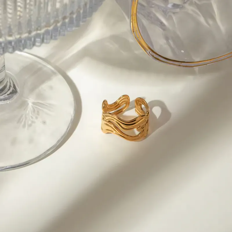 Ring | Golden Blase | Goud | One size | Stainless Steel