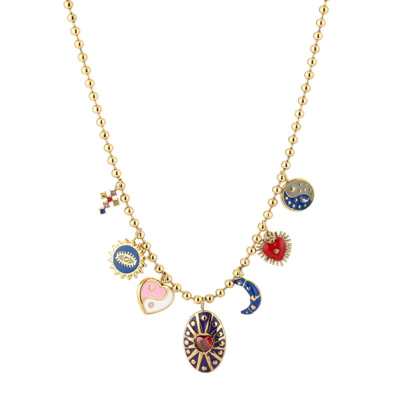 Bedelketting | Blauwe maan | Goud | Stainless steel