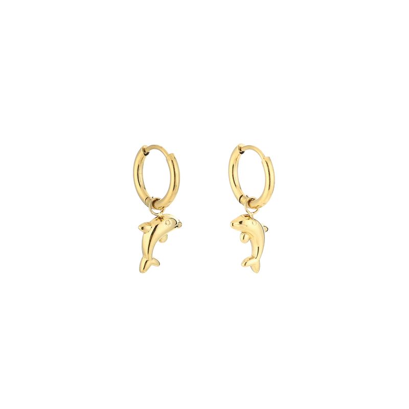 "Oorbellen | Dolfijn | Goud | Stainless steel"