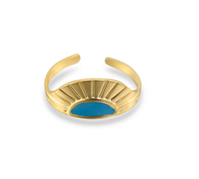 Ring | Bleu Crest | Goud | Stainless steel Gouden waaier ring in stainless steel